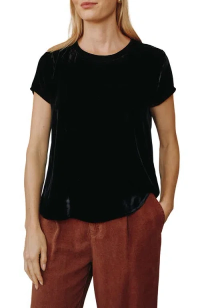 Bella Dahl Velvet Crewneck Top In Black