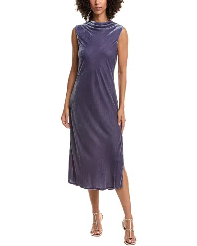 Bella Dahl Velvet Mock Neck Midi Dress In Blue