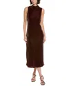 Bella Dahl Velvet Mock Neck Midi Dress In Brown