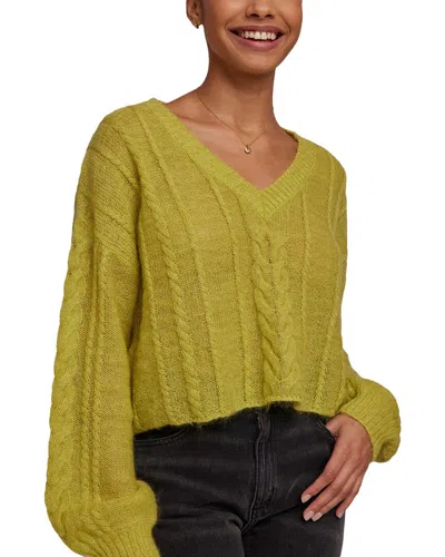 Bella Dahl V-neck Cropped Mohair & Wool-blend Sweater In Yellow