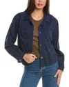 Bella Dahl Welt Pocket Crop Linen-blend Shacket In Blue