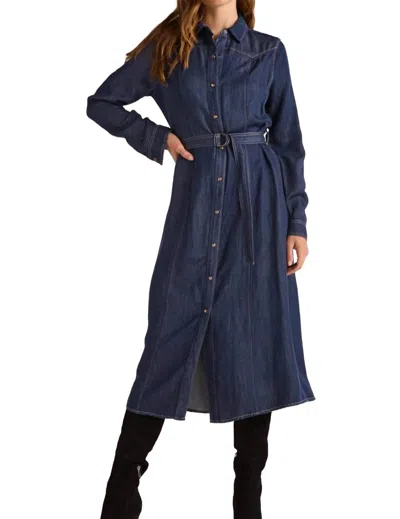 Bella Dahl Western Yoke Midi Dress In Dark Denim In Blue