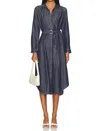 Bella Dahl Western Yoke Midi Dress In Endless Sea In Blue
