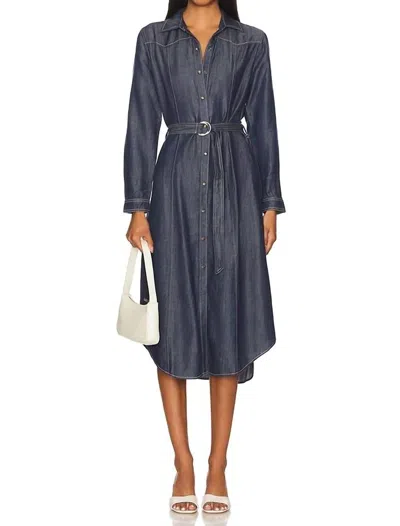 BELLA DAHL WESTERN YOKE MIDI DRESS IN ENDLESS SEA