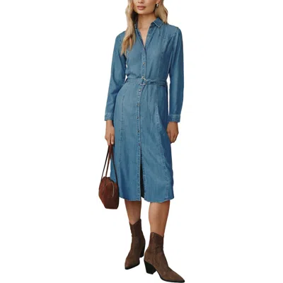 Bella Dahl Western Yoke Midi Shirtdress In Blue