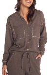 Bella Dahl Whipstitch Button Front Shirt In Brown