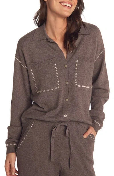 BELLA DAHL BELLA DAHL WHIPSTITCH BUTTON-UP SWEATER