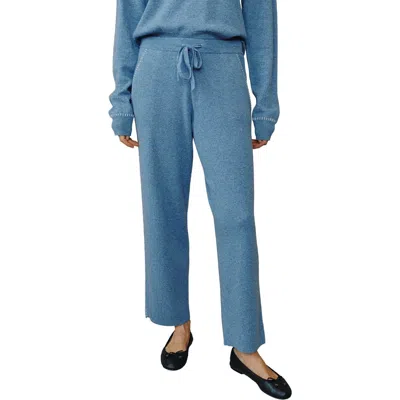 Bella Dahl Whipstitch Straight Leg Sweater Pants In Blue