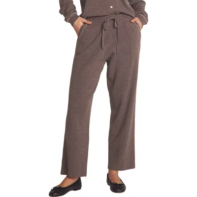 Bella Dahl Whipstitch Straight Leg Sweater Pants In Brown