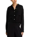 Bella Dahl Wide Hem Cropped Button Down Shirt In Black