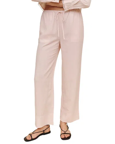 Bella Dahl Wide Hem Drawstring Linen-blend Pant In Pink