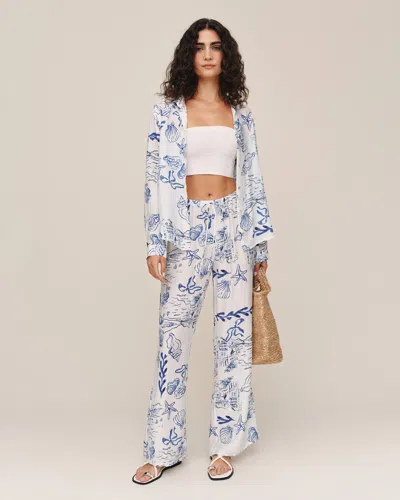 Bella Dahl Wide Leg Beach Pant In Blue