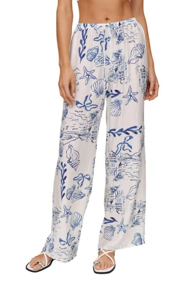 Bella Dahl Wide Leg Beach Pants In Riviera Print In Multi