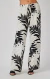 Bella Dahl Wide Leg Drawstring Pants In Maui Palm Print In White