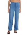 Bella Dahl Pull-on Wide Leg Chambray Pants In Blue