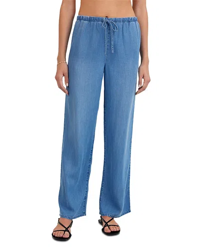 Bella Dahl Wide Leg Drawstring Pants In Blue