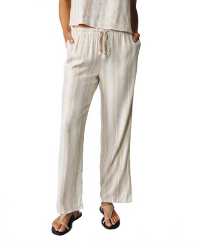 Bella Dahl Wide Leg Pants With Drawcord In Positano Sand Stripe In Multi