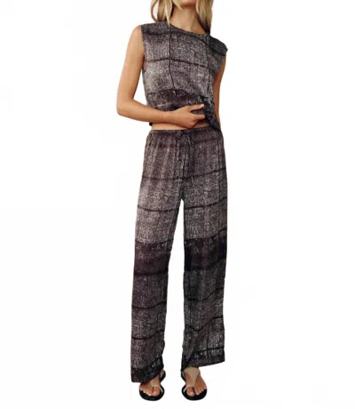 Bella Dahl Wide Leg Textured Pant In Asilah Print In Black