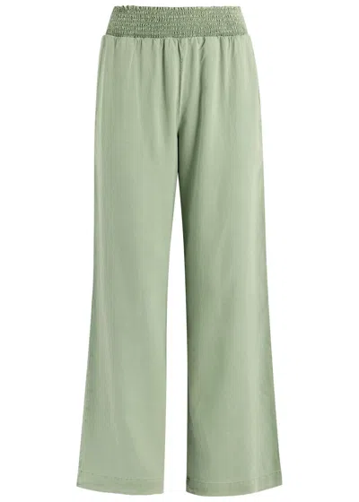 Bella Dahl Wide-leg Woven Trousers In Khaki