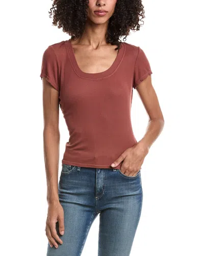 Bella Dahl Wide U-neck Slim Fit T-shirt In Brown