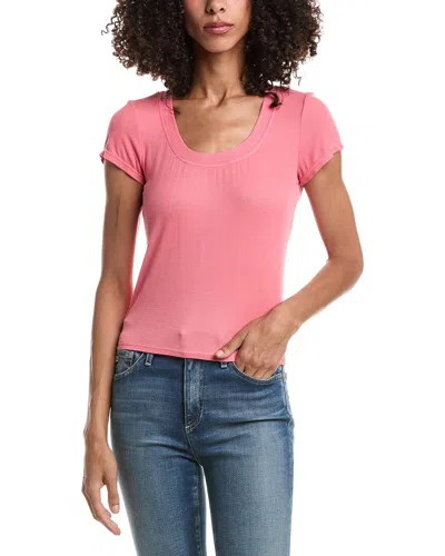 Bella Dahl Wide U-neck Slim Fit T-shirt In Pink