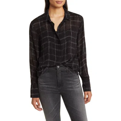 Bella Dahl Windowpane Check Woven Button-up Shirt In Stippled Plaid Print