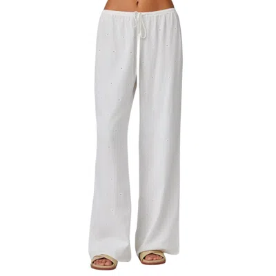 Bella Dahl Women's Embroidery Wide Leg Pant In White