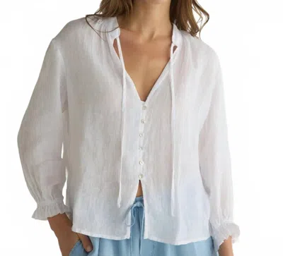 Bella Dahl Women's Quarter Sleeve Tie Neck Blouse In White