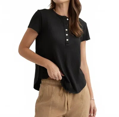 Bella Dahl Women's Short Sleeve Henley Top In Black