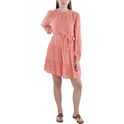 Bella Dahl Womens Belted Knee Midi Dress In Orange