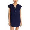 Bella Dahl Cap Sleeve Linen Henley Minidress In Multi