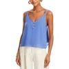Bella Dahl Front Button Linen Camisole In Blue