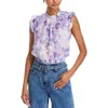 Bella Dahl Mock Neck Ruffle Top In Multi