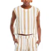 Bella Dahl Boxy Button Back Sleeveless Linen Blend Top In Multi