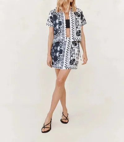 Bella Dahl Wrap Mini Skirt With Sash In Tropical Bndana Prnt In Multi