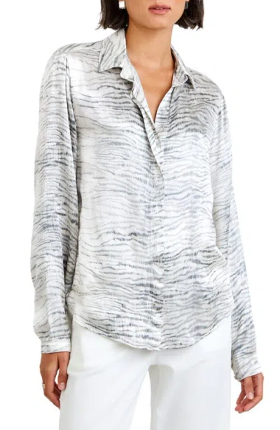 Bella Dahl Zebra Print Button-up Blouse In Metallic