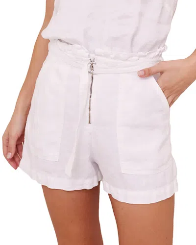 Bella Dahl Zip Front High Waist Linen Short In White