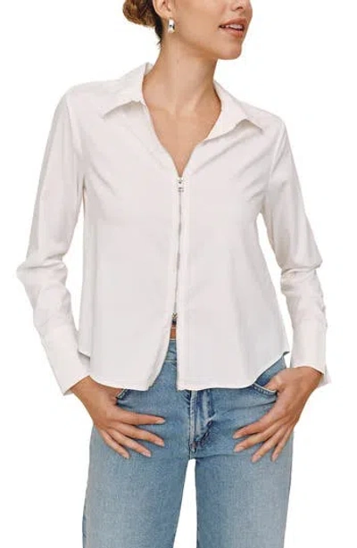 Bella Dahl Zip Front Long Sleeve Shirt In White