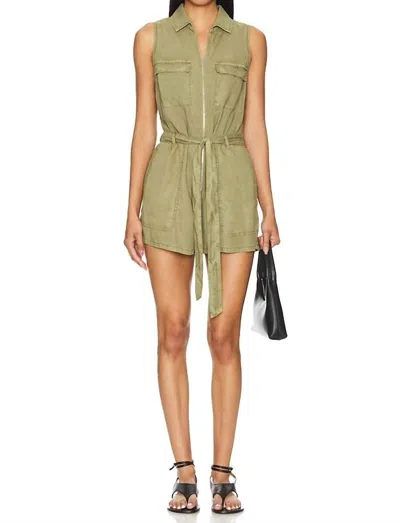 Bella Dahl Zip Front Romper In French Olive In Green