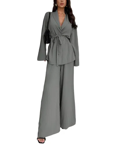 Bella Desert 2pc Cardigan & Pant Set In Gray