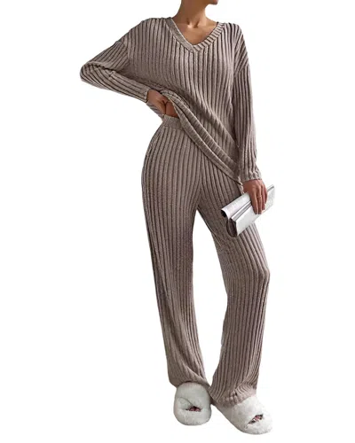 Bella Desert 2pc Sweater & Pant Set In Brown