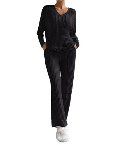Bella Desert 2pc Sweater & Pant Set In Black