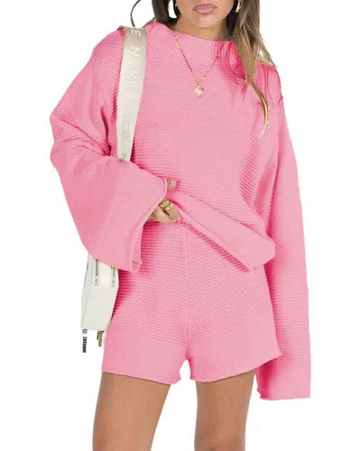 Bella Desert 2pc Sweater & Short Set In Pink