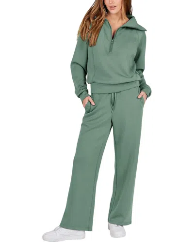 Bella Desert 2pc Sweatshirt & Pant Set In Green