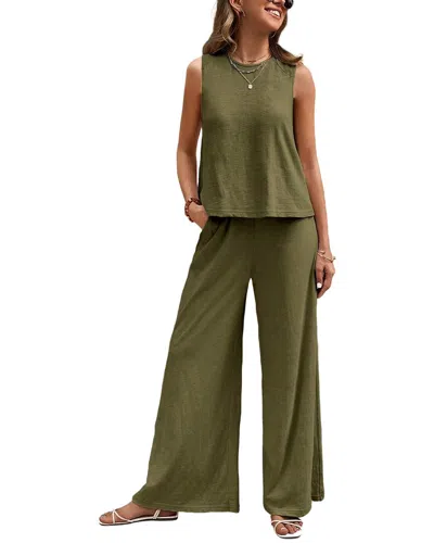 Bella Desert 2pc Top & Pant Set In Green
