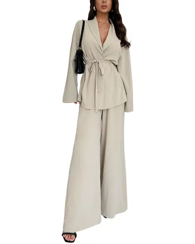 Bella Desert Cardigan & Pant Set In Metallic