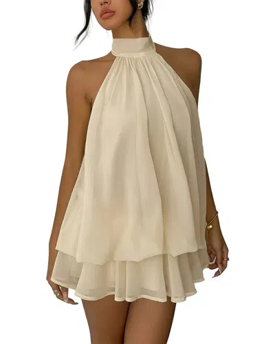 Bella Desert Halter Mini Dress In White