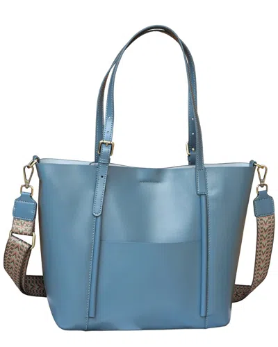 Bella Desert Leather Tote In Blue