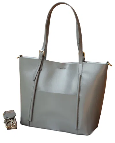 Bella Desert Leather Tote In Gray