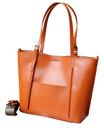 Bella Desert Leather Tote In Orange